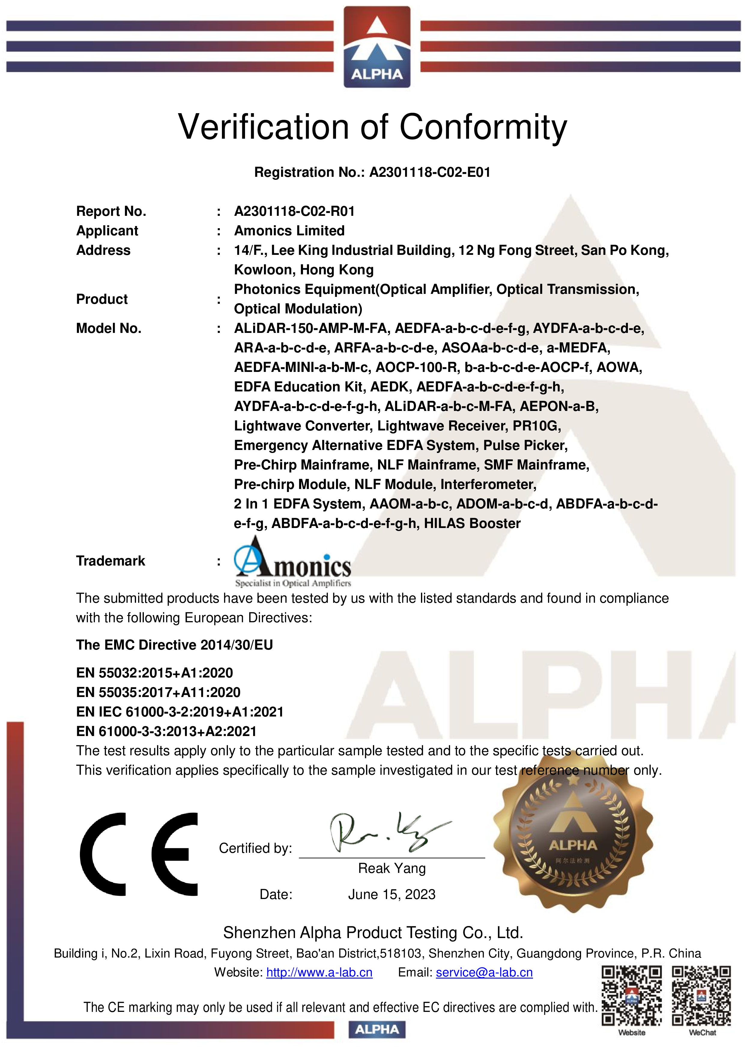 A2301118-C02-E01-AMP-CE-EMC_cert